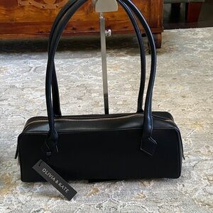 Olivia & Kate Black Baguette (East-West Style) Shoulder Bag